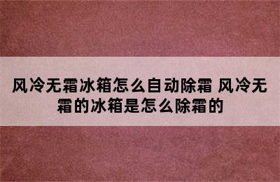 风冷无霜冰箱怎么自动除霜 风冷无霜的冰箱是怎么除霜的